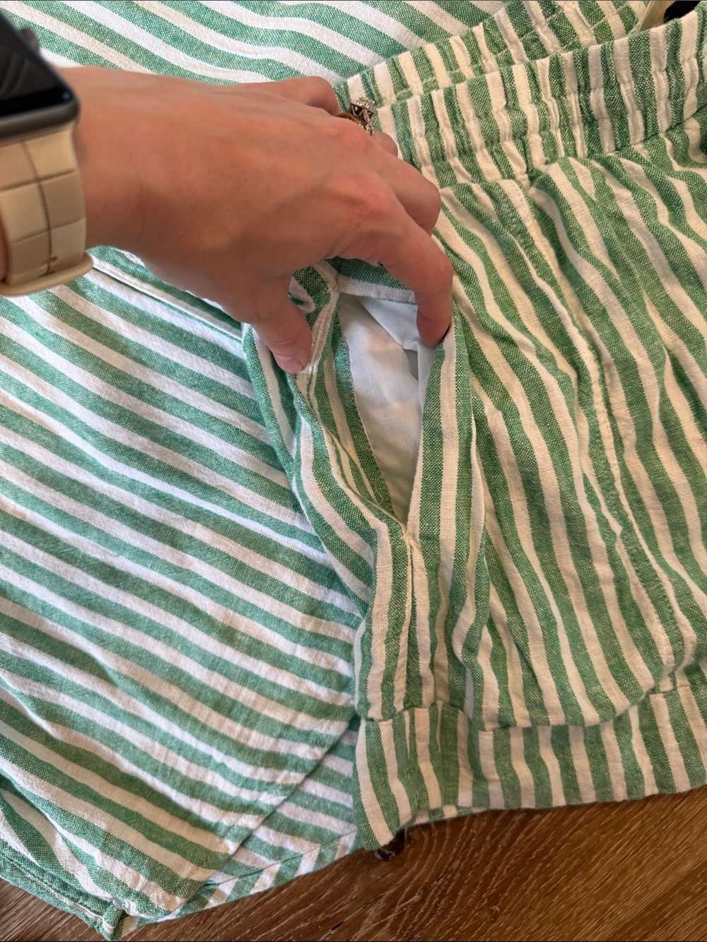 Universal Thread Mint Green and White Striped High-Waist Shorts Set - Picture 4 of 7